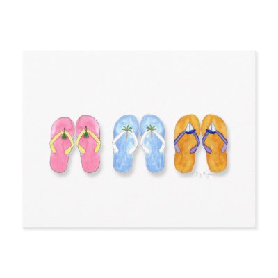 3 Pairs of Flip-Flops Postcard by ginyhogan