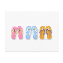 3 Pairs of Flip-Flops Postcard by ginyhogan 3 Pairs of Flip-Flops Postcard