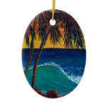 3 palm sunset ornaments