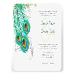 3 Peacock Feathers  Wedidng Invite