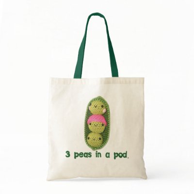 3 Peas in a Pod Tote Bags by Apple888