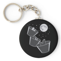 3 Pet Wolves Moon Keychain