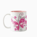 3 pink butterflies mugs