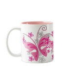 3 pink butterflies mugs