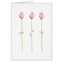 3 Pink Rosebuds Card