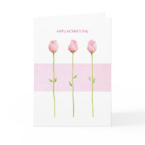 3 Pink Rosebuds Mothers Day Card