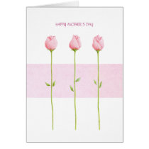 3 Pink Rosebuds Mothers Day Card cards