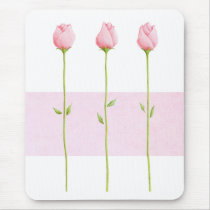 3 Pink Rosebuds Mousepad