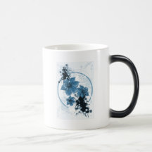 3 Pretty Flowers - Blue Coffee Mugs