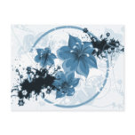 3 Pretty Flowers - Blue Post Cards