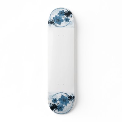 3 Pretty Flowers - Blue Skateboard Decks by VoXeeD