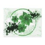 3 Pretty Flowers - Green Post Cards