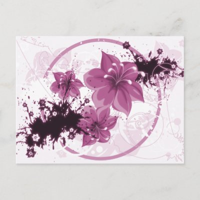 3 Pretty Flowers - Pink Postcards