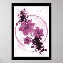 3 Pretty Flowers - Pink Poster