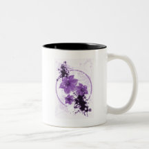 3 Pretty Flowers - Purple Coffee Mugs