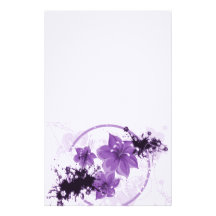 3 Pretty Flowers - Purple Custom Stationery