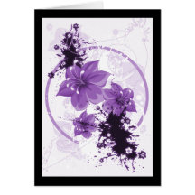 3 Pretty Flowers - Purple Greeting Cards