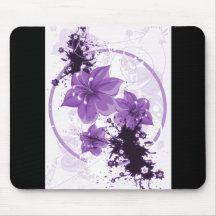 3 Pretty Flowers - Purple Mouse Pads