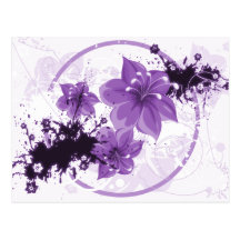 3 Pretty Flowers - Purple Post Cards