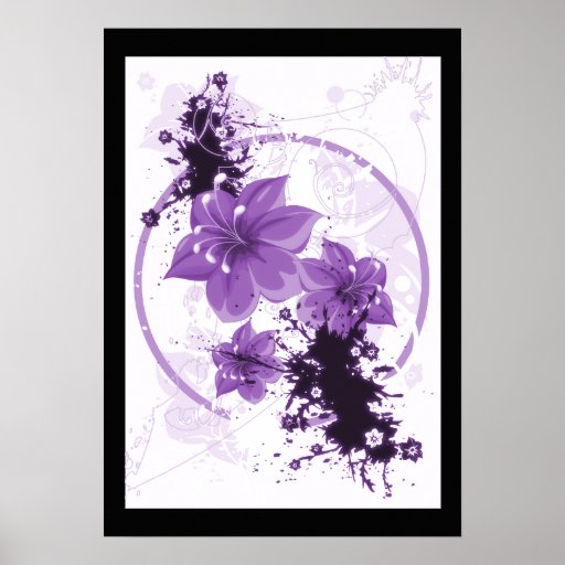 3 Pretty Flowers Purple Poster Zazzle