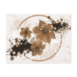 3 Pretty Flowers - Sepia Postcards