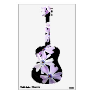 3 Purple Flowers Acoustic Guitar Wall Decal