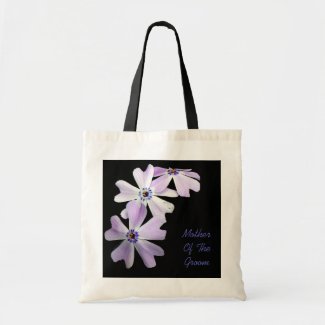 3 Purple Flowers MOTHER OF THE GROOM Budget Tote Bag