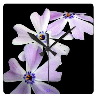3 Purple Flowers Wall Clock