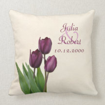 3 Purple tulips anniversary pillow