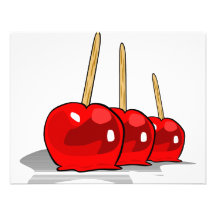 3 Red Candy Apples Invite