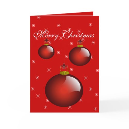 3 Red Christmas Tree Ornaments Holiday Card card