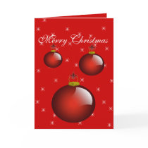 3 Red Christmas Tree Ornaments Holiday Card