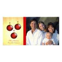 3 Red Ornaments Photo Greeting Card