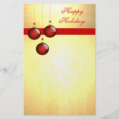 3 Red Ornaments stationery