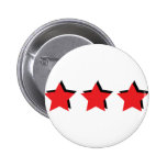 3 red stars deluxe pinback buttons
