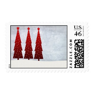 3 red trees stamp