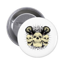 3 Rock n Roll Skulls buttons