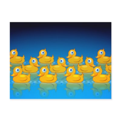 3 rows of rubber ducks postcards by gnurf