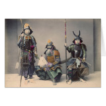3 Samurai in Armor Vintage Photo Greeting Cards