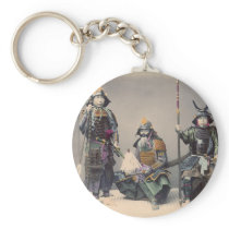 3 Samurai in Armor Vintage Photo Keychain