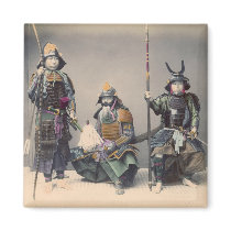 3 Samurai in Armor Vintage Photo Magnet
