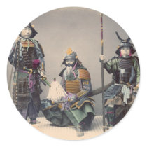 3 Samurai in Armor Vintage Photo Sticker