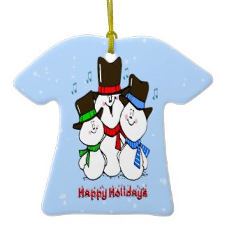 3 Singing Snowmen T-Shirt Ornament ornament