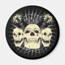 3 Skull Guitars Fridge Magnet