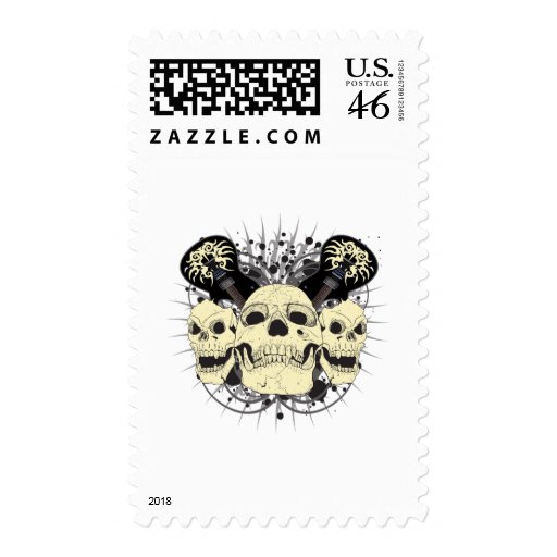 3 Skull Guitars Stamps
