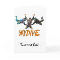 3 Skydivers - Orange Greeting Cards