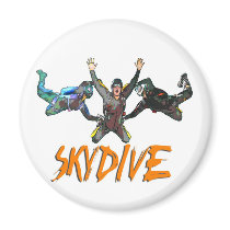 3 Skydivers - Orange Fridge Magnet