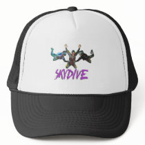 3 Skydivers - Purple Hats