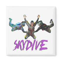 3 Skydivers - Purple Refrigerator Magnet