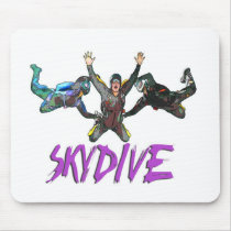 3 Skydivers - Purple Mouse Pad